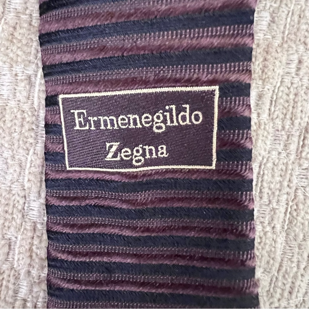 Ermenegildo Zegna Men's Tie 100% Silk, Made in Italy Brown Stripe